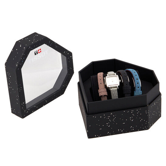 Tissot Lovely Square Festive Kit Quartz Diamond Silver Dial Ladies Watch Item No. T0581091703602