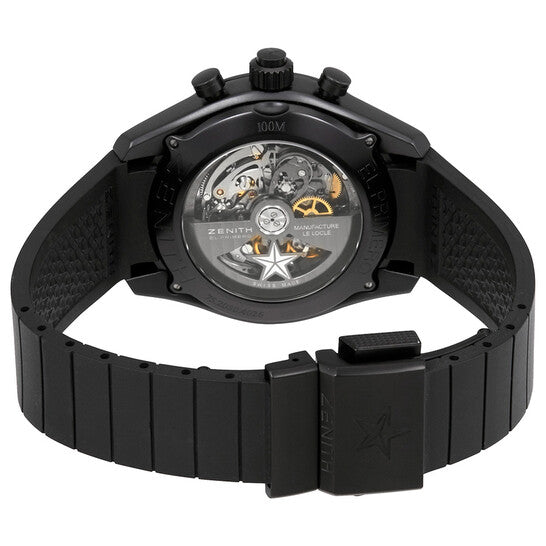 Zenith El Primero Rattrapante Black Dial Black Rubber Men's Watch Item No. 75.2050.4026/21.R530