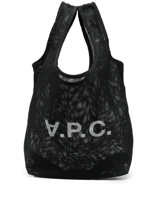 A.P.C. logo print mesh tote bag