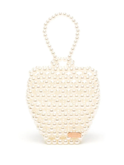 0711Strawberry beaded tote bag