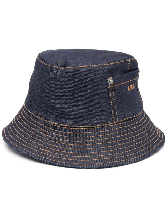 A.P.C. logo embroidered denim bucket hat