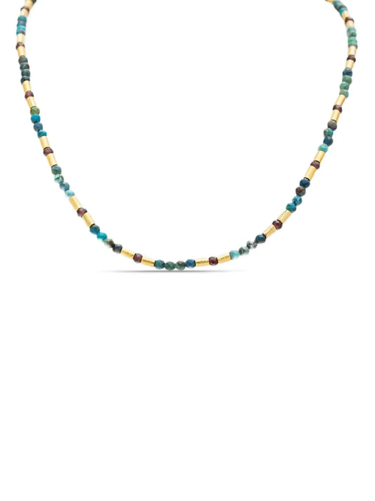 Tityaravy 18K gold plated silver turquoise Garnet necklace