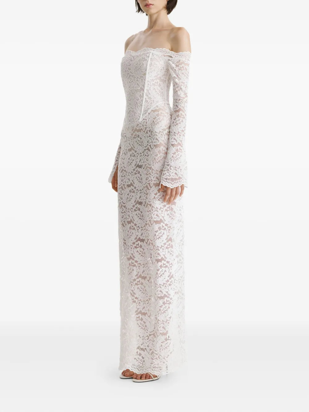 2310 STUDIO lace corset off-shoulder maxi dress