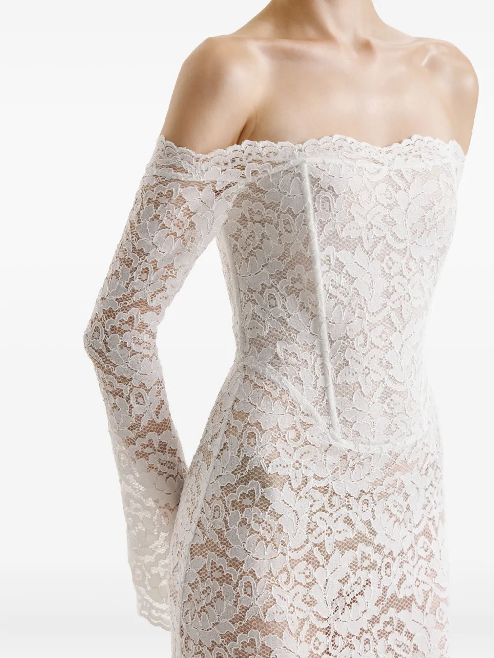 2310 STUDIO lace corset off-shoulder maxi dress