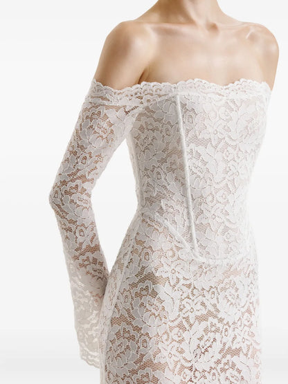 2310 STUDIO lace corset off-shoulder maxi dress