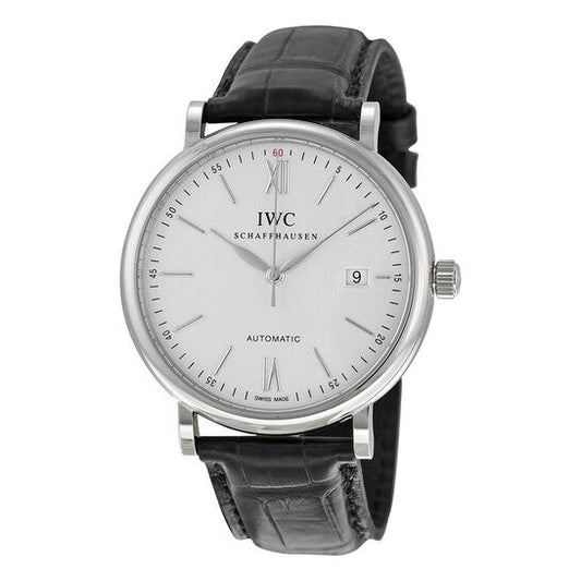 IWC Portofino Automatic Silver Dial Black Leather Men's Watch 3565-01 Item No. IW356501