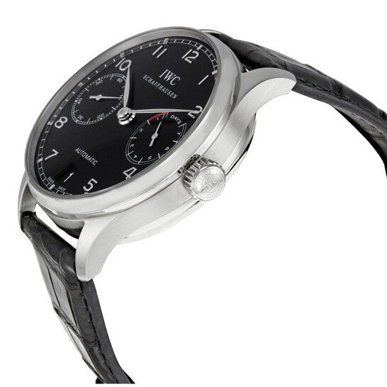 IWC Portuguese Automatic Black Dial Black Leather Men's Watch  Item No. IW500109