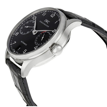 IWC Portuguese Automatic Black Dial Black Leather Men's Watch  Item No. IW500109