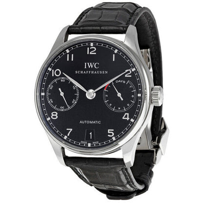 IWC Portuguese Automatic Black Dial Black Leather Men's Watch  Item No. IW500109