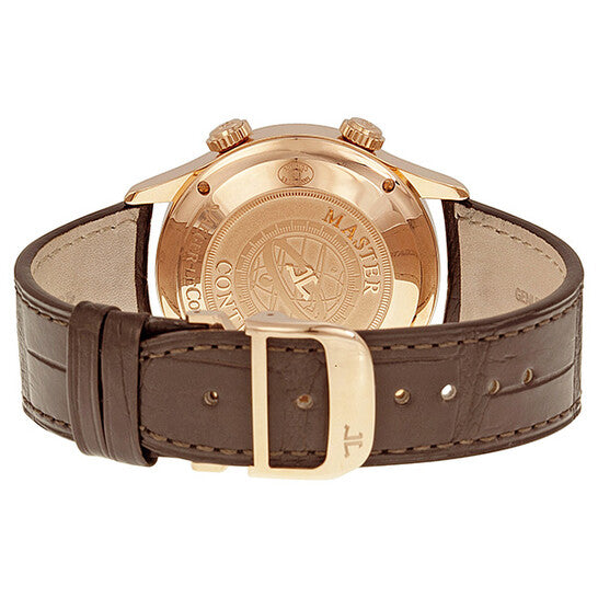 Jaeger LeCoultre Master Memovox Silver Dial 18kt Rose Gold Brown Leather Men's Watch  Item No. Q1412430