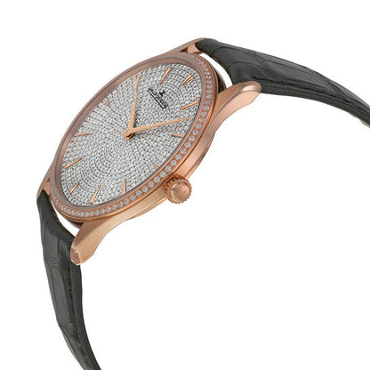 Jaeger LeCoultre Master Ultra Thin Small Second Gem-Set Dial Black Leather Men's Watch  Item No. Q1352507