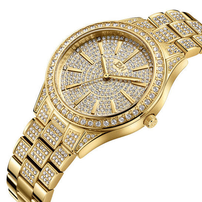 JBW Cristal 34 Quartz Diamond Gold Dial Ladies Watch  Item No. J6383A