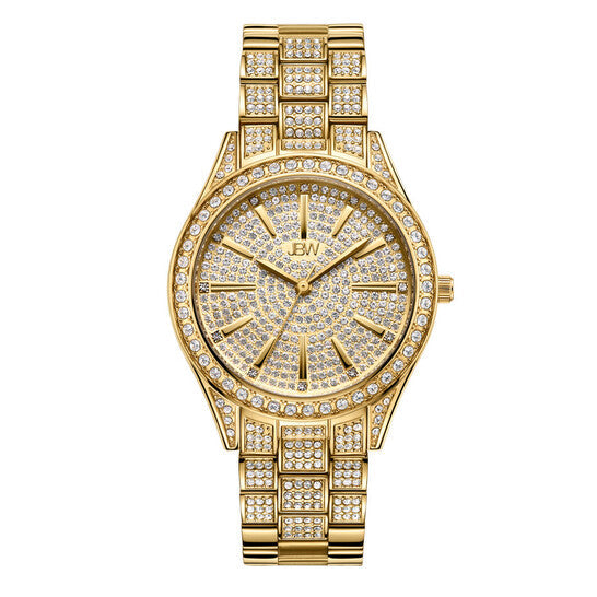 JBW Cristal 34 Quartz Diamond Gold Dial Ladies Watch  Item No. J6383A