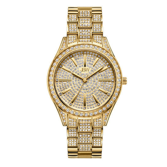 JBW Cristal 34 Quartz Diamond Gold Dial Ladies Watch  Item No. J6383A