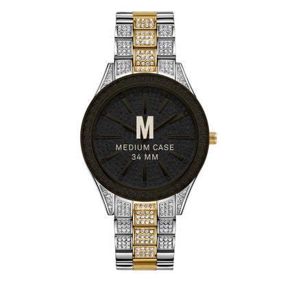 JBW Cristal 34 Quartz Diamond Gold Dial Ladies Watch  Item No. J6383D