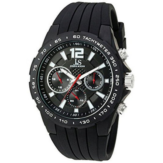 Joshua And Sons Quartz Black Dial Black Silicone Men's Watch  Item No. JX126BK
