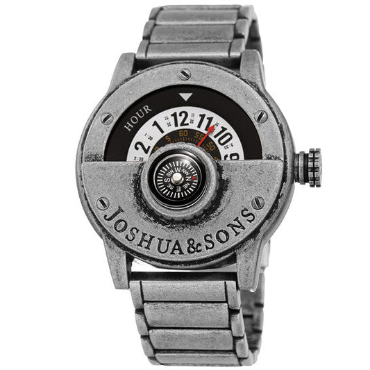 Joshua And Sons Quartz Compass White Dial Men's Watch  Item No. JX139SS
