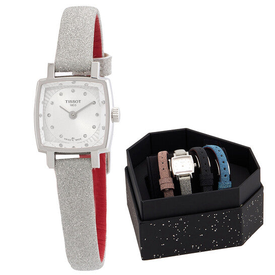 Tissot Lovely Square Festive Kit Quartz Diamond Silver Dial Ladies Watch  Item No. T0581091703602