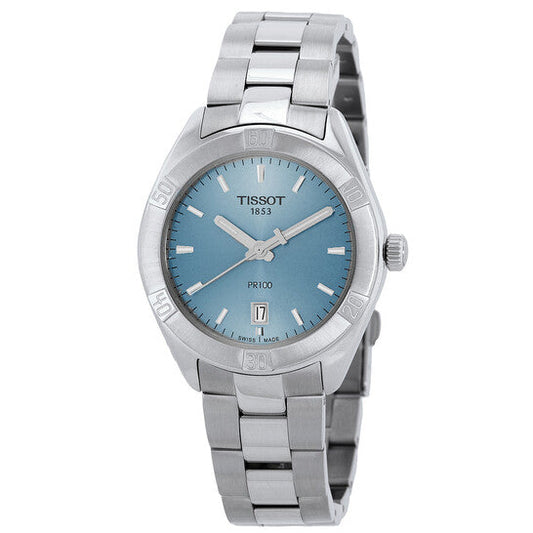 Tissot PR 100 Quartz Light Blue Dial Ladies Watch  Item No. T1019101135100