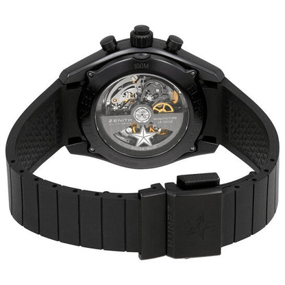 Zenith El Primero Rattrapante Black Dial Black Rubber Men's Watch  Item No. 75.2050.4026/21.R530