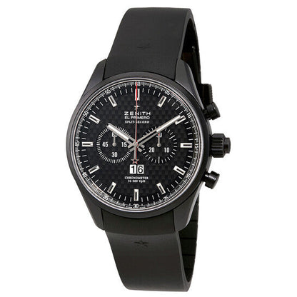 Zenith El Primero Rattrapante Black Dial Black Rubber Men's Watch  Item No. 75.2050.4026/21.R530