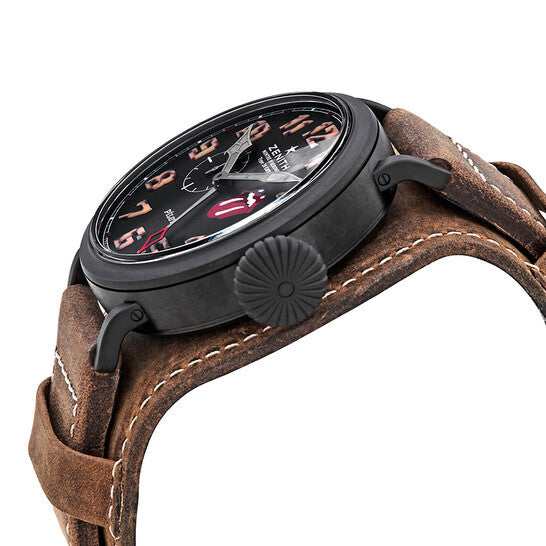 Zenith Pilot Automatic Rolling Stones Limited Editoin Black Dial Men's Watch  Item No. 96.2435.693/97.C738